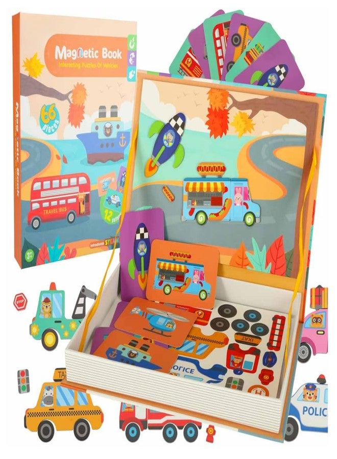 صندوق ألغاز ستوريو المغناطيسي للأشياء المتحركة | لعبة تعليمية مونتيسوري للأطفال من عمر سنتين إلى أربع سنوات | لعبة تعليمية مغناطيسية بطابع المركبات | لعبة ألغاز مغناطيسية ممتعة للأولاد والبنات | لعبة STEM للأطفال الصغار